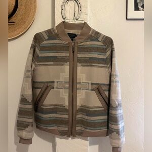 Pendleton wool southwestern Bomber Jacket - Tan and Blue